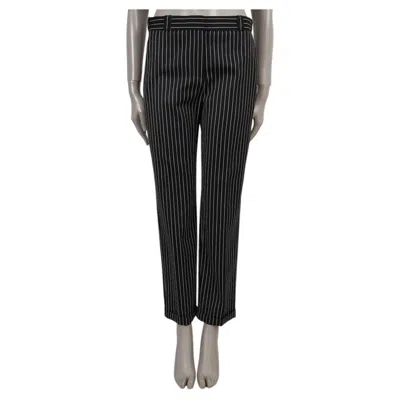 Pre-owned Tom Ford Black Barathea Striped 2026 Haider Chino Pants 38 Xs