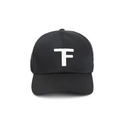 TOM FORD TOM FORD BLACK BASEBALL CAP WITH EMBROIDERED LOGO