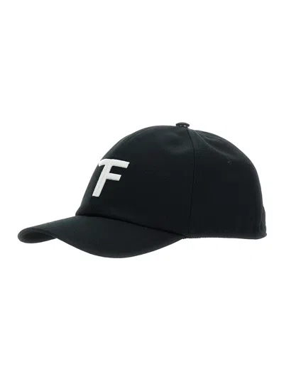 TOM FORD TOM FORD BLACK BASEBALL CAP WITH LOGO EMBROIDERY ON THE FRONT AND LOGO LETTERING ON THE REAR IN COTT