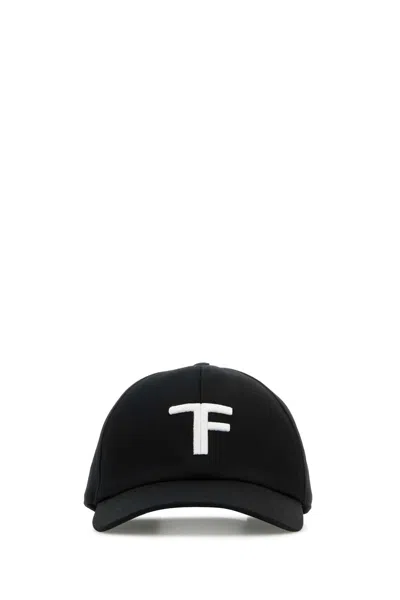 Tom Ford Black Baseball Cap With Logo Embroidery On The Front And Logo Lettering On The Rear In Cotton Man