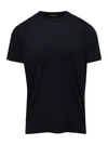 Tom Ford Black Basic Crewneck T-shirt With Tonal Stitching In Cotton Blend Man In Black