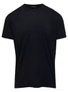 Tom Ford Black Basic Crewneck T-shirt With Tonal Stitching In Cotton Blend Man In Black