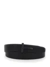 Tom Ford Black Belt With T Buckle In Leather Man In Black