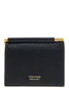 Tom Ford Black Bi-fold Wallet With Embossed Logo Lettering On The Front In Grained Leather Man