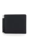 Tom Ford Black Bi-fold Wallet With T Detail On The Front And Embossed Logo On The Rear In Grained Leather Man In Black