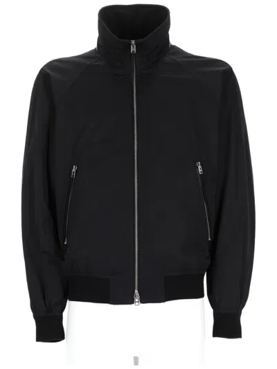 Tom Ford Black Blouson Jacket With Cashmere Lining And Yoke Detail