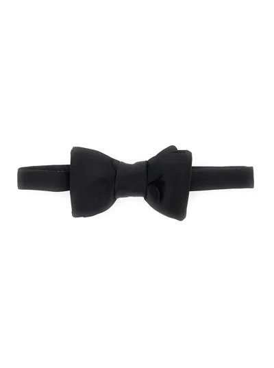 Tom Ford Black Bowtie With Rear Closure In Silk Man In Gold