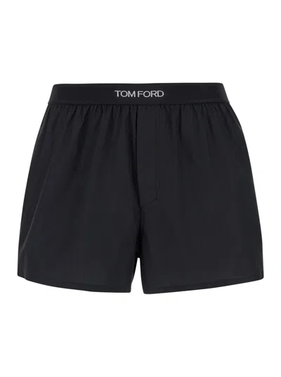 Tom Ford Black Boxers With Branded Band In Tech Fabric Man