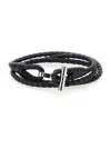 Tom Ford Black Bracelet With T Detail In Braided Leather Man
