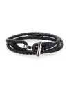 Tom Ford Black Bracelet With T Detail In Braided Leather Man