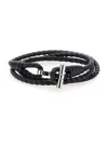 Tom Ford Black Bracelet With T Detail In Braided Leather Man