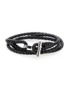 Tom Ford Black Bracelet With T Detail In Braided Leather Man
