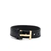 Tom Ford Black Leather T-lock Wrap Bracelet
