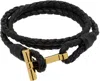 Tom Ford Black Braided Leather Bracelet In Black
