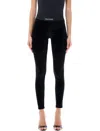 Tom Ford Stretch Lustrous Velour Signature Leggings Trousers Black In Black