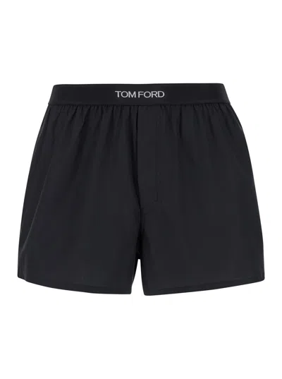 Tom Ford Black Briefs With Branded Band In Tech Fabric Man