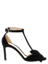 Tom Ford Black Medium Heeled Viscose Sandals With Golden Buckle In Black