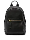 Tom Ford Textured Leather Backpack With Pocket On The Front In Black