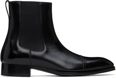 Tom Ford Edgar Polished Leather Chelsea Boots In Black