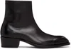 Tom Ford Black Burnished Leather Vincent Boots In Black