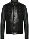 TOM FORD BLACK BUTTON-UP LEATHER JACKET
