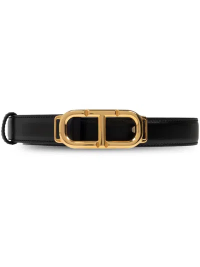 Tom Ford T Logo Buckle Belt In Black