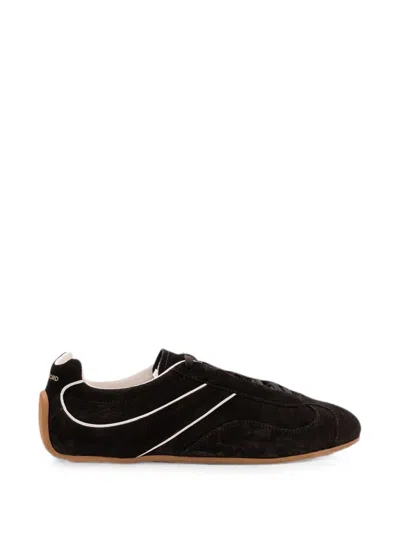 Tom Ford Black Calf Leather Polyester Flat Shoes
