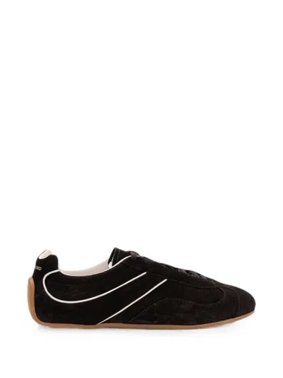 Tom Ford Black Calf Leather Polyester Flat Shoes In Multi