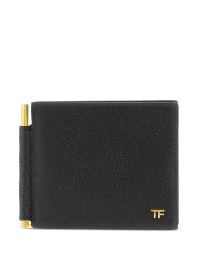 Tom Ford Black Calfskin Wallet With Money Clip
