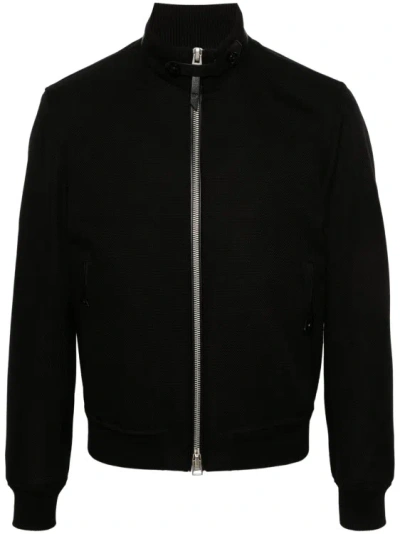 Tom Ford Zip-up Canvas Bomber Jacket In Black