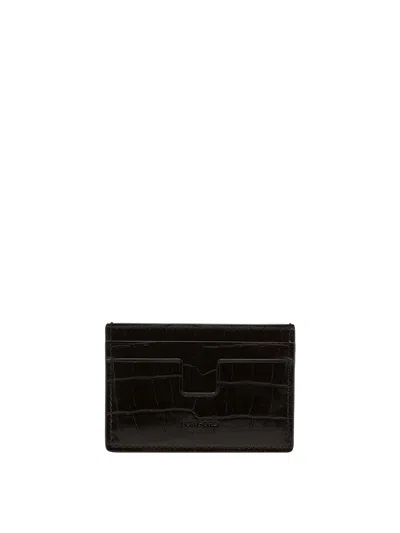 Tom Ford Black Card Holder In Brown