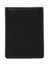 Tom Ford Black Card Holder With Embossed Logo Lettering On The Front In Grained Leather Man In Black