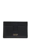 Tom Ford Black Card Holder With Embossed Logo Lettering On The Front In Grained Leather Man