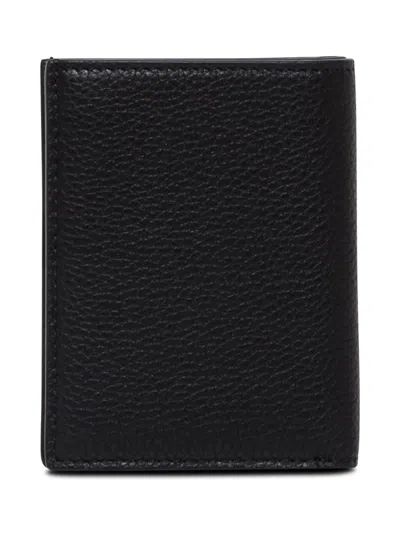 Tom Ford Black Card Holder With Embossed Logo Lettering On The Front In Grained Leather Man