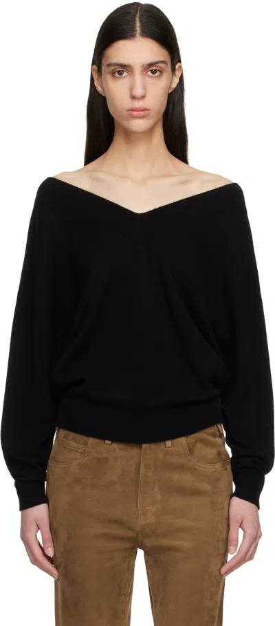 Tom Ford Black Cashmere Off The Shoulder Knit Sweater