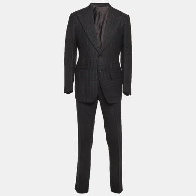 Pre-owned Tom Ford Black Check Wool Regular Fit Blazer Suit M