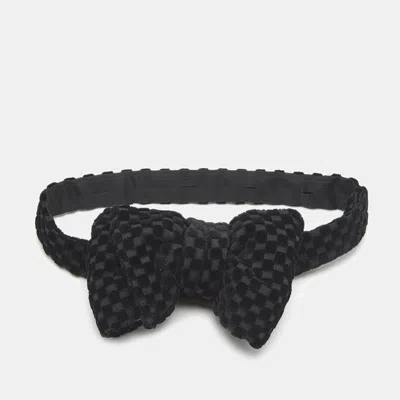 Pre-owned Tom Ford Black Checkered Velvet Bow Tie