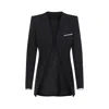 Tom Ford Black Collarless Wool Jacket In Black