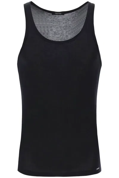 TOM FORD BLACK COTTON AND MODAL TANK TOP