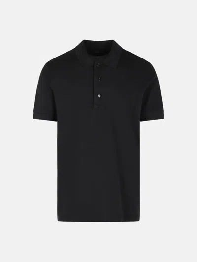 Tom Ford Black Cotton Blend Polo Shirt