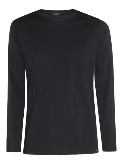 Tom Ford Fine-ribbed Logo Embroidered T-shirt In Black