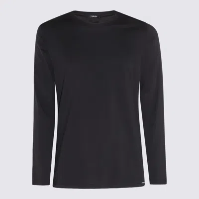 Tom Ford Fine-ribbed Logo Embroidered T-shirt In Black