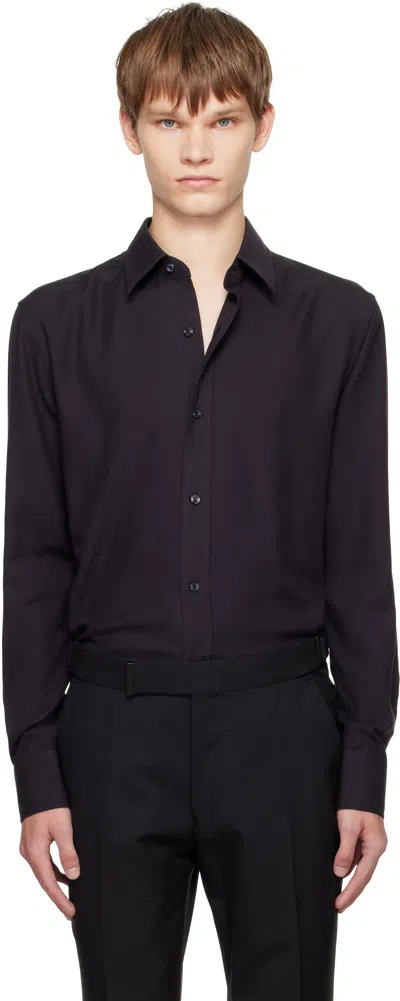 TOM FORD BLACK COTTON CASHMERE FLUID FIT SHIRT