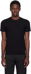Tom Ford Blue Crew Neck T-shirt With Embroidered Logo In Cotton Blend Man In Black
