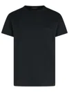 Tom Ford Black Basic Crewneck T-shirt With Tonal Stitching In Cotton Blend Man