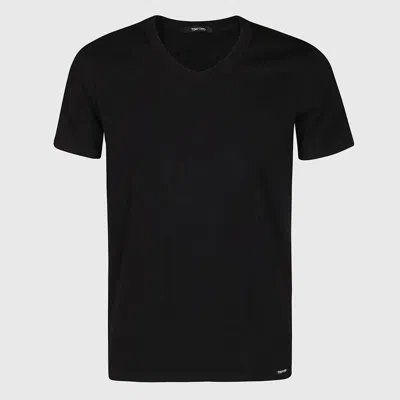 Tom Ford Black Stretch Cotton V-neck T-shirt