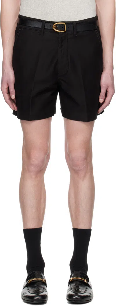 Tom Ford Black Cotton Tailored Shorts