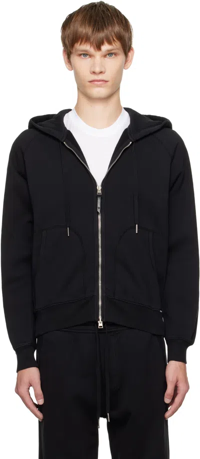 TOM FORD BLACK COTTON ZIP HOODIE