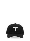Tom Ford Black Baseball Cap With Logo Embroidery On The Front And Logo Lettering On The Rear In Cotton Man