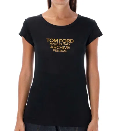 Tom Ford Black Crew Neck Logo T-shirt